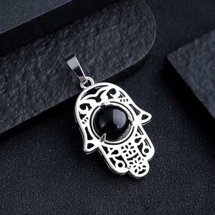 Collana con ciondolo simbolo Hamsa in pietra naturale Olivenorma