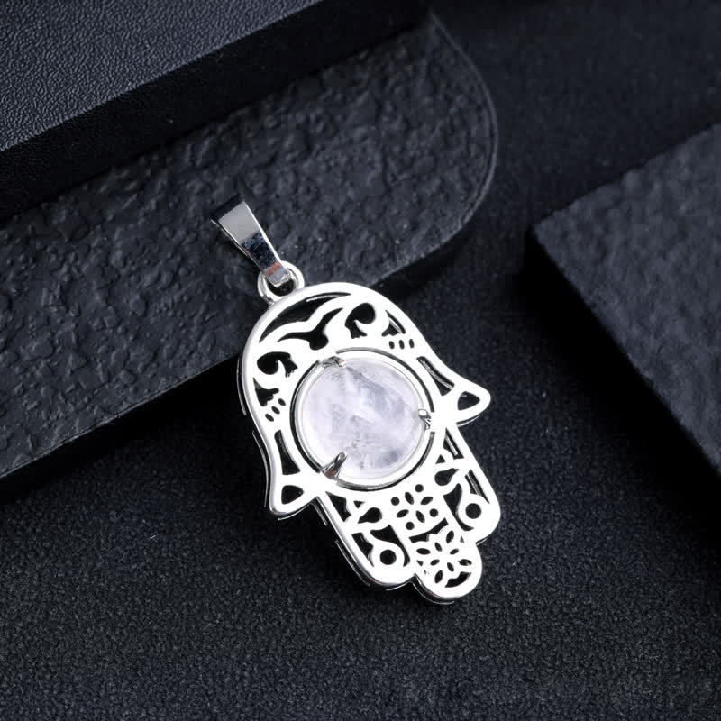 Collana con ciondolo simbolo Hamsa in pietra naturale Olivenorma