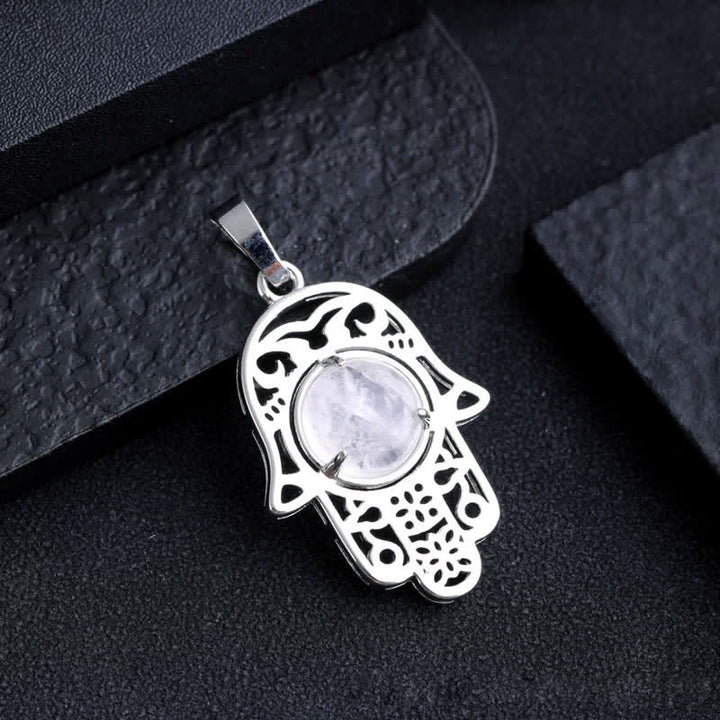 Collana con ciondolo simbolo Hamsa in pietra naturale Olivenorma