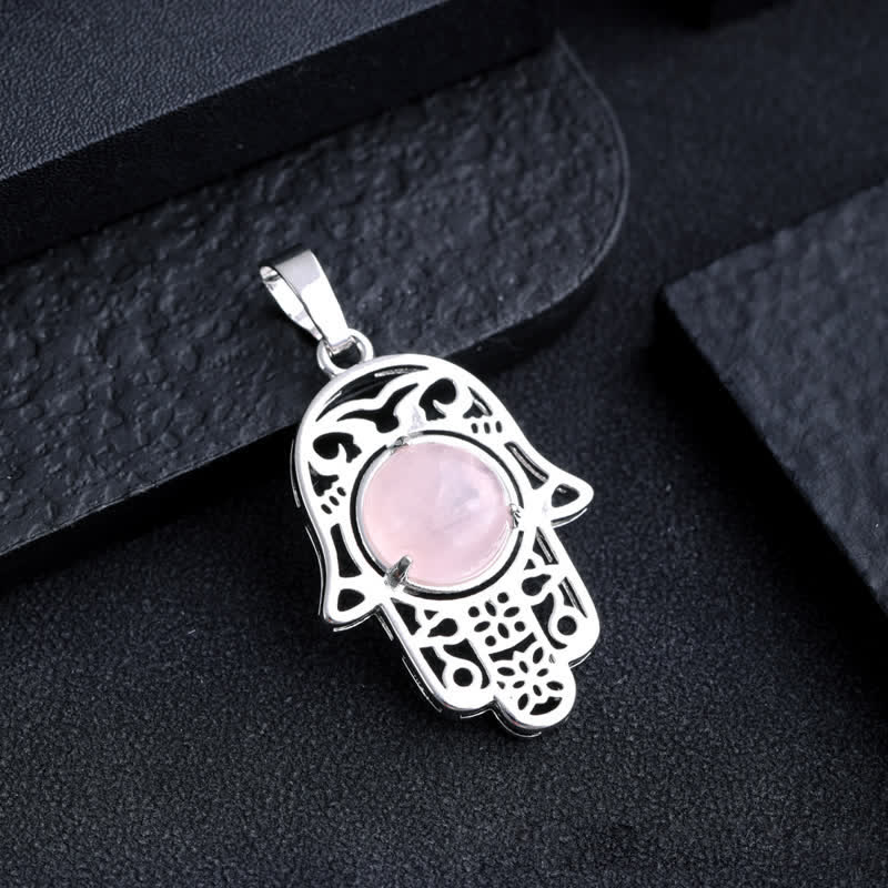 Collana con ciondolo simbolo Hamsa in pietra naturale Olivenorma