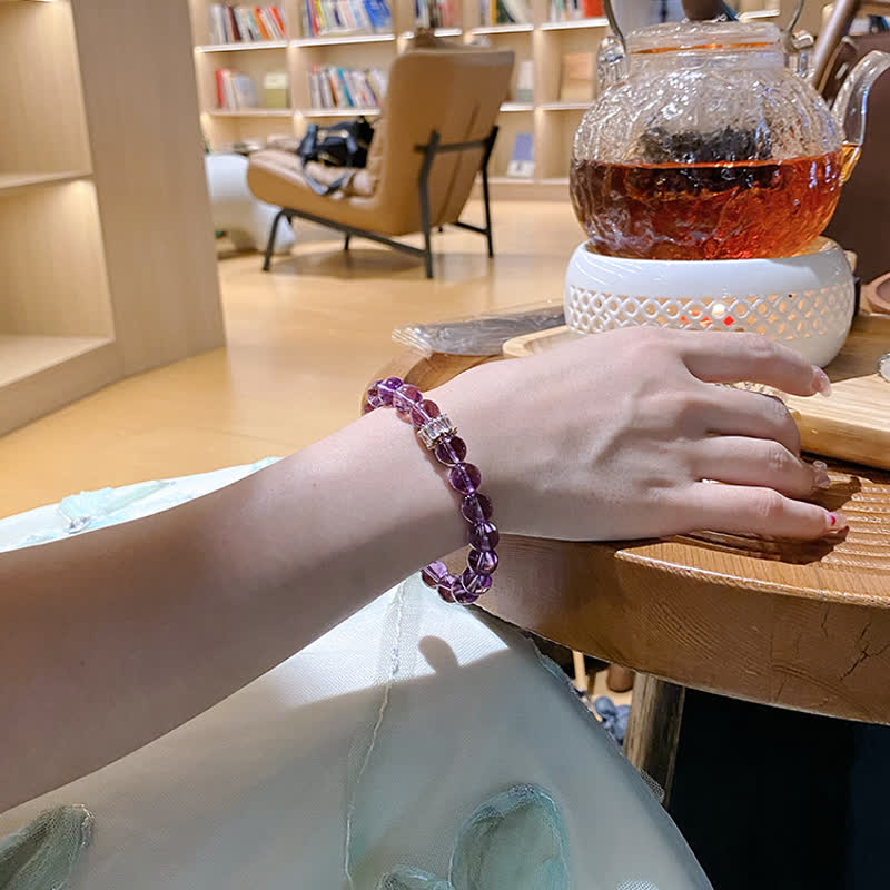 Braccialetto di perline di ametista naturale "Previewer" Olivenorma 