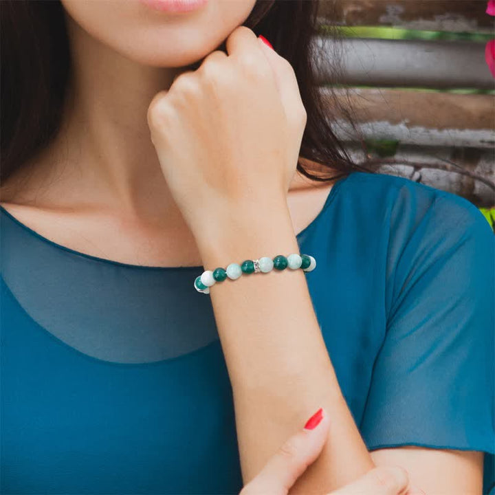 Bracciale di perline a contrasto multicolore in pietra naturale Olivenorma 