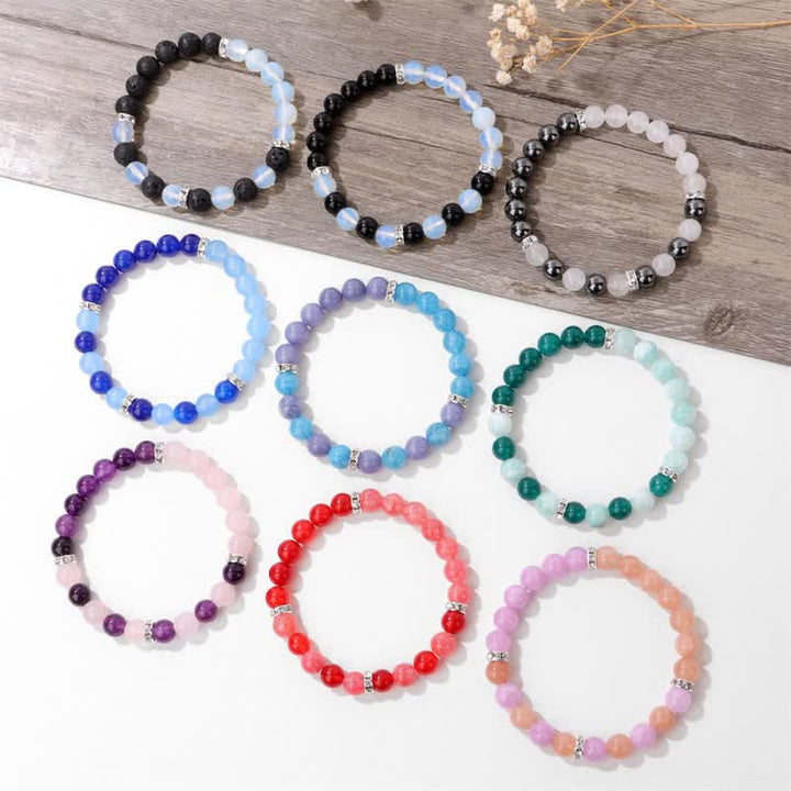 Bracciale di perline a contrasto multicolore in pietra naturale Olivenorma 