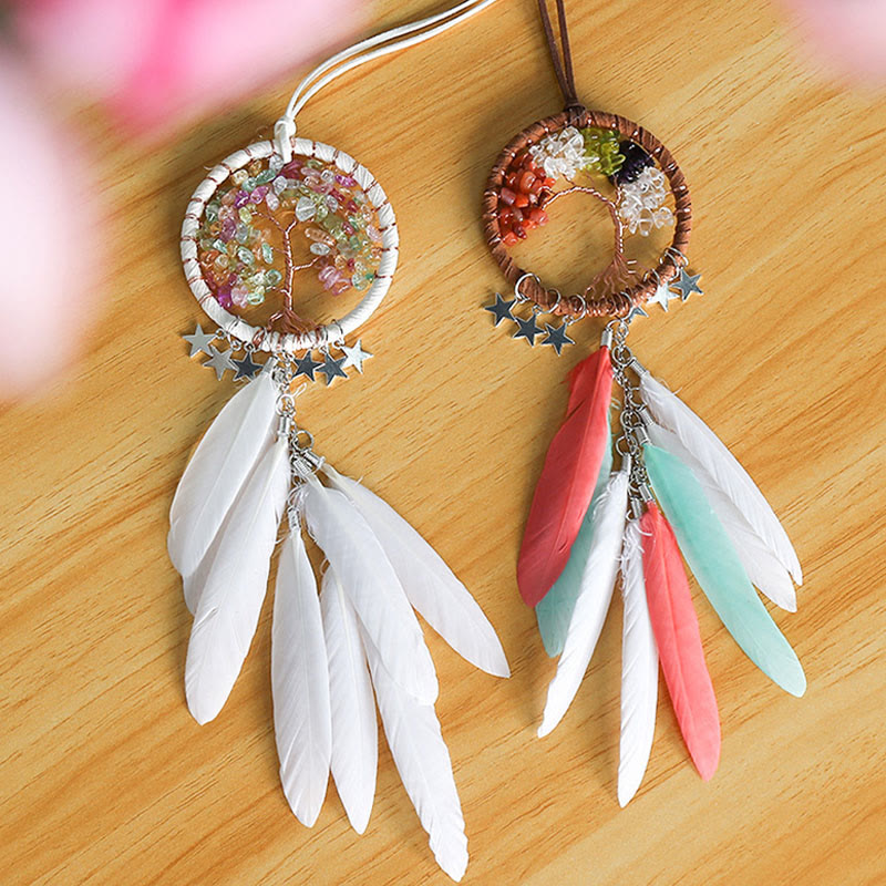 Ornamento da appendere acchiappasogni con pietra preziosa dell'albero della vita Olivenorma 