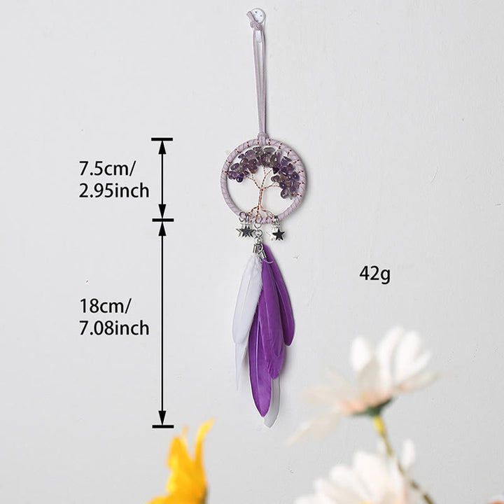 Ornamento da appendere acchiappasogni con pietra preziosa dell'albero della vita Olivenorma 