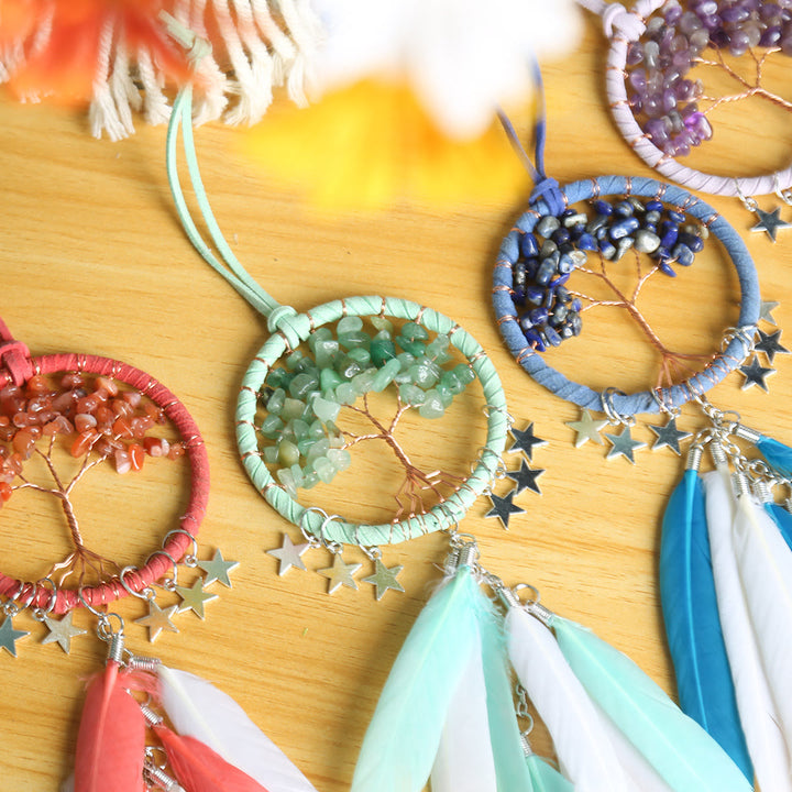 Ornamento da appendere acchiappasogni con pietra preziosa dell'albero della vita Olivenorma 