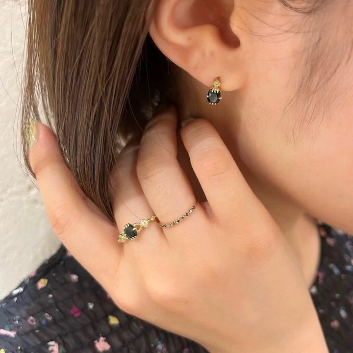 Olivenorma Set di gioielli con collana, anello e smeraldo peridoto naturale