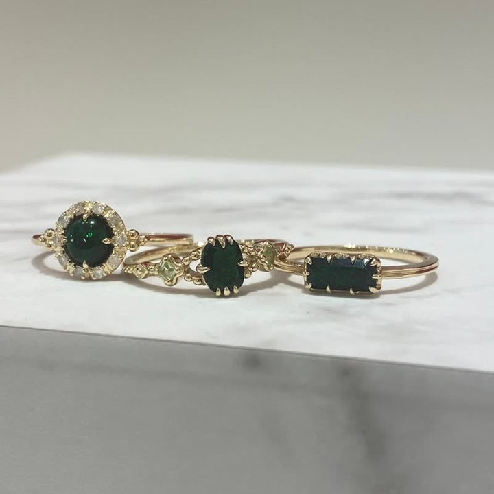 Olivenorma Set di gioielli con collana, anello e smeraldo peridoto naturale