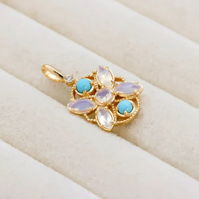 Olivenorma Set di gioielli con collana e anello in opalite turchese naturale