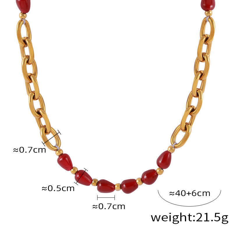 Olivenorma Collana in agata rossa naturale Set di gioielli in acciaio al titanio
