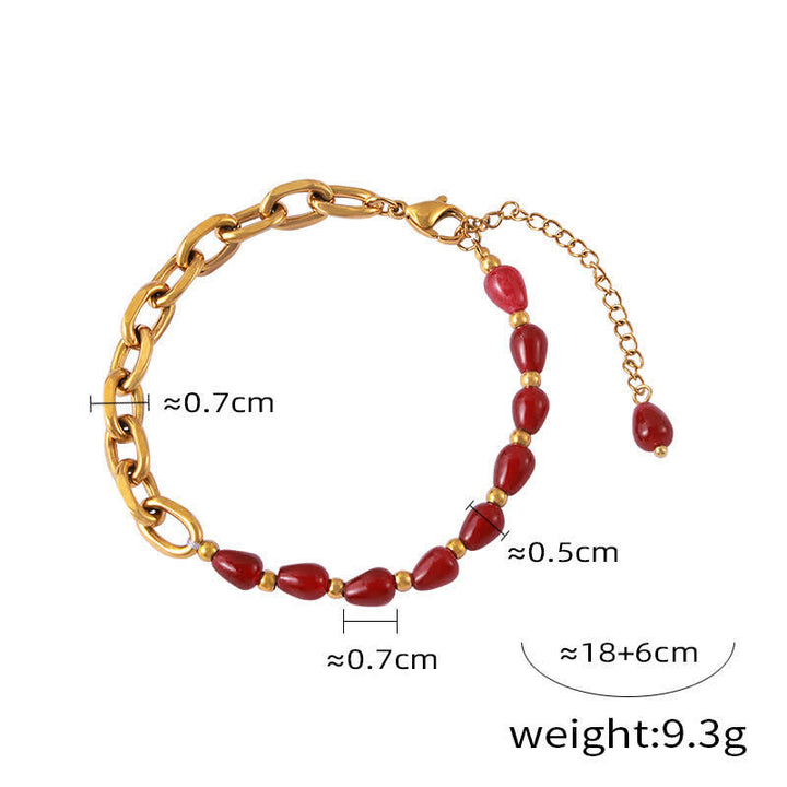 Olivenorma Collana in agata rossa naturale Set di gioielli in acciaio al titanio