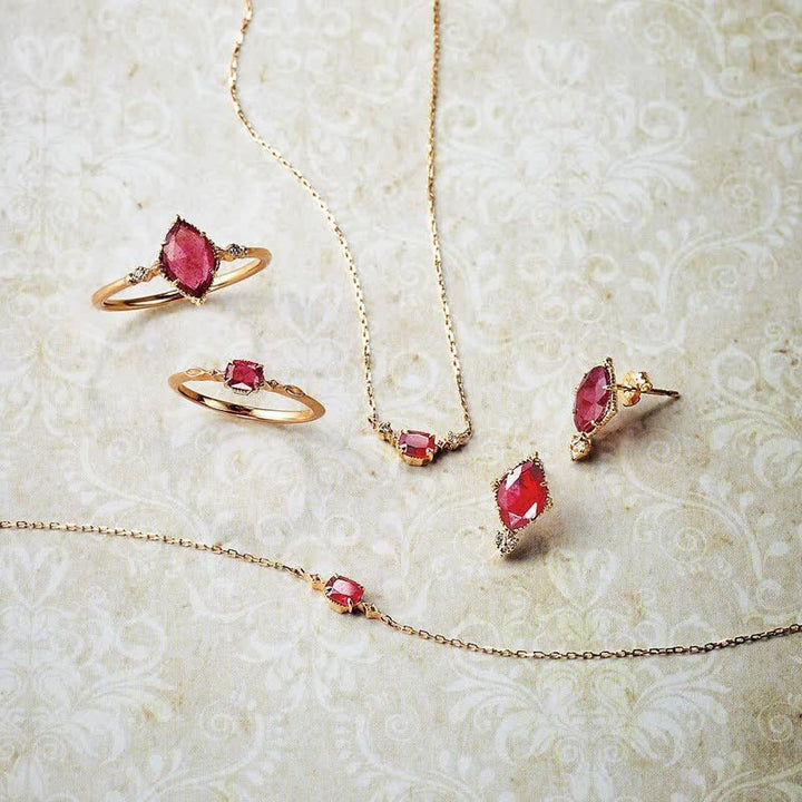 Olivenorma Set di gioielli con anello, orecchini e collana in granato naturale 