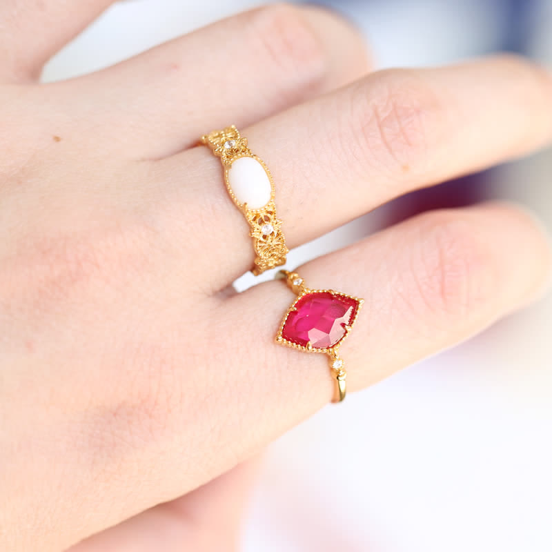 Olivenorma Set di gioielli con anello, orecchini e collana in granato naturale 