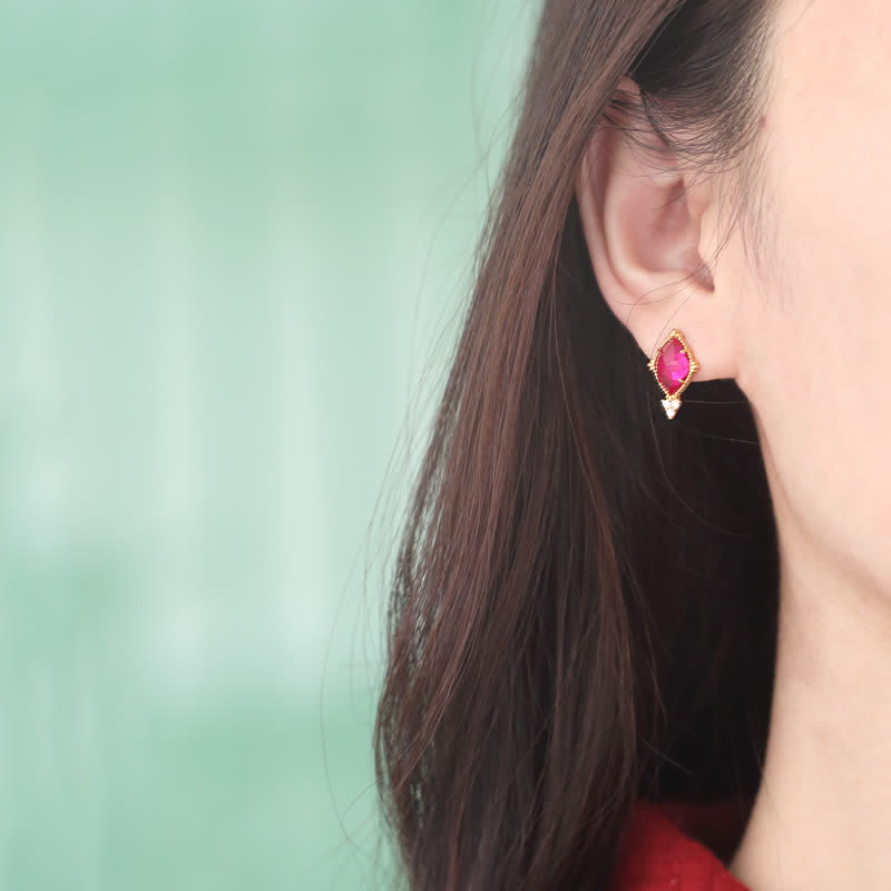 Olivenorma Set di gioielli con anello, orecchini e collana in granato naturale 