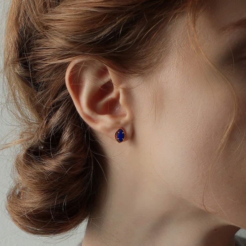 Olivenorma Set di gioielli a forma di marquise in opale blu naturale