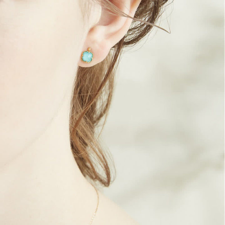 Olivenorma Set di gioielli con collana, orecchini e anello in acquamarina naturale