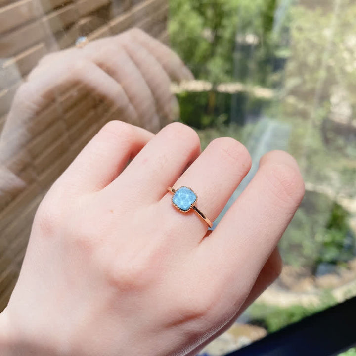 Olivenorma Set di gioielli con collana, orecchini e anello in acquamarina naturale