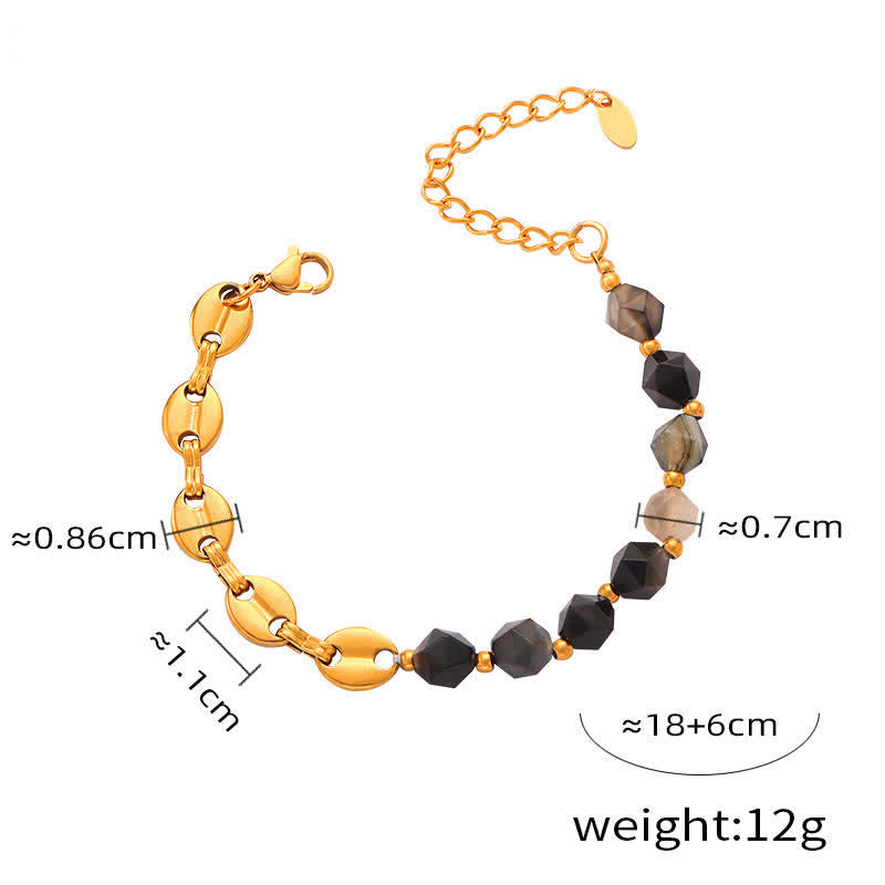 Olivenorma Set di gioielli con collana e bracciale in agata grigia naturale 