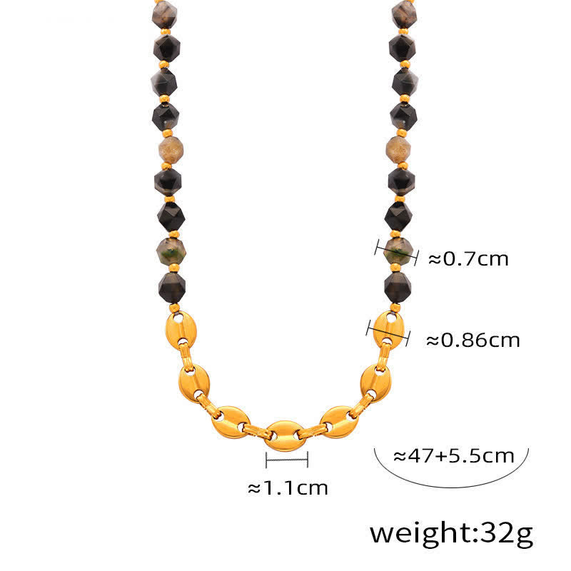 Olivenorma Set di gioielli con collana e bracciale in agata grigia naturale 