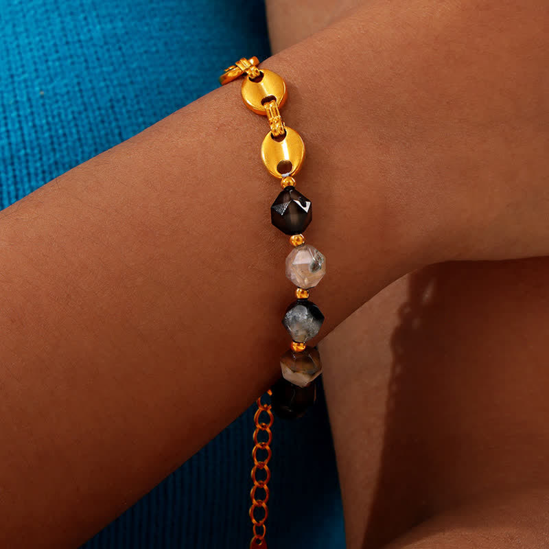 Olivenorma Set di gioielli con collana e bracciale in agata grigia naturale 