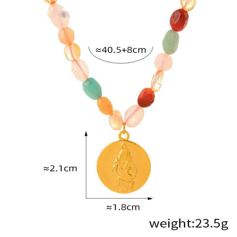 Collana in acciaio al titanio con pietra naturale colorata Olivenorma 