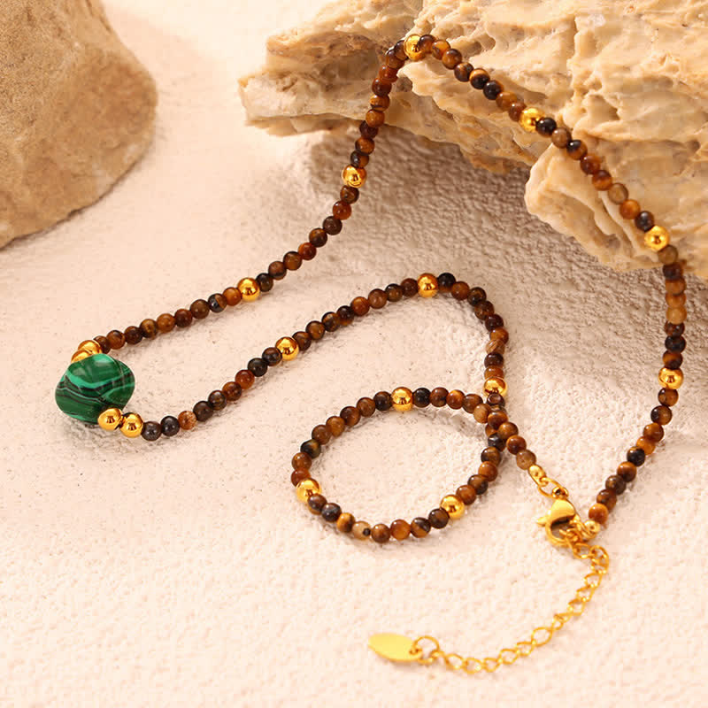 Collana in acciaio al titanio con pietra naturale colorata Olivenorma 