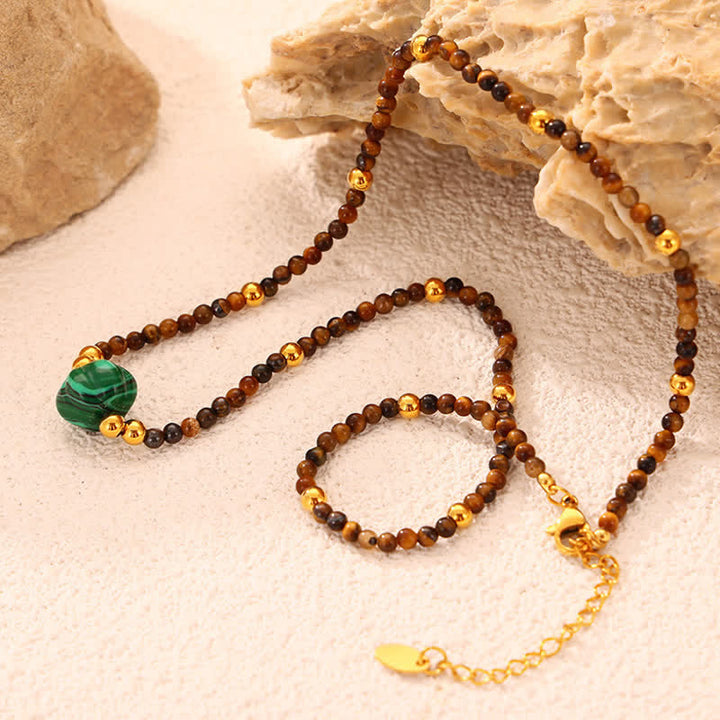 Collana in acciaio al titanio con pietra naturale colorata Olivenorma 