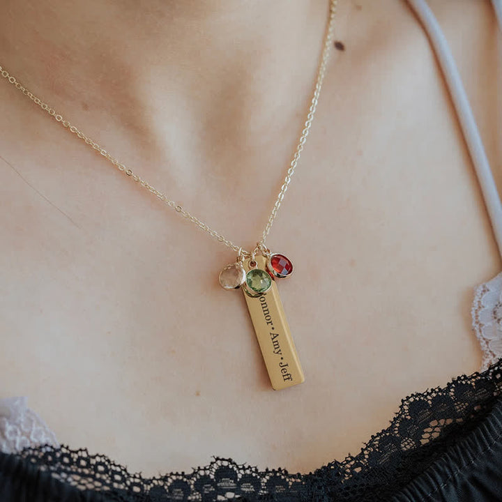 Olivenorma Collana personalizzata con fiore di nascita e pietra portafortuna con nome
