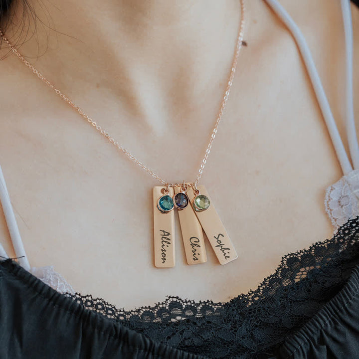 Olivenorma Collana personalizzata con fiore di nascita e pietra portafortuna con nome