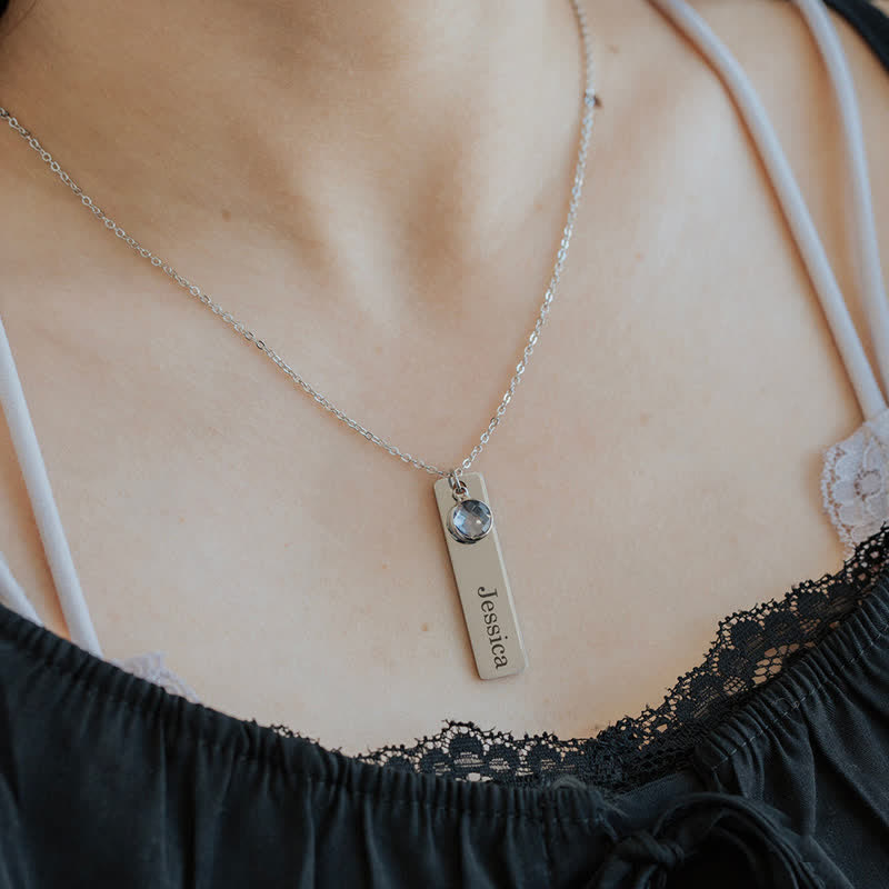 Olivenorma Collana personalizzata con fiore di nascita e pietra portafortuna con nome