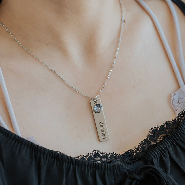 Olivenorma Collana personalizzata con fiore di nascita e pietra portafortuna con nome