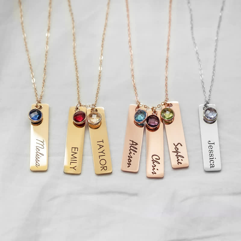 Olivenorma Collana personalizzata con fiore di nascita e pietra portafortuna con nome