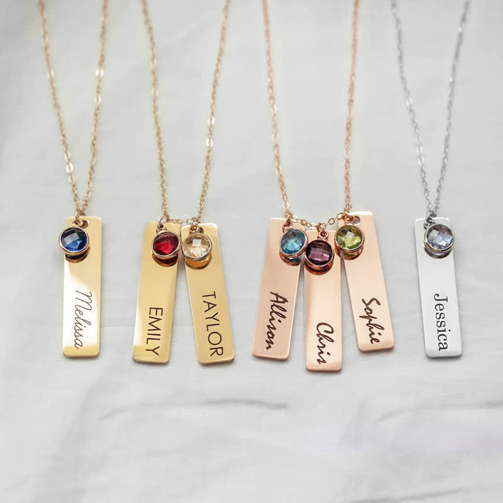 Olivenorma Collana personalizzata con fiore di nascita e pietra portafortuna con nome