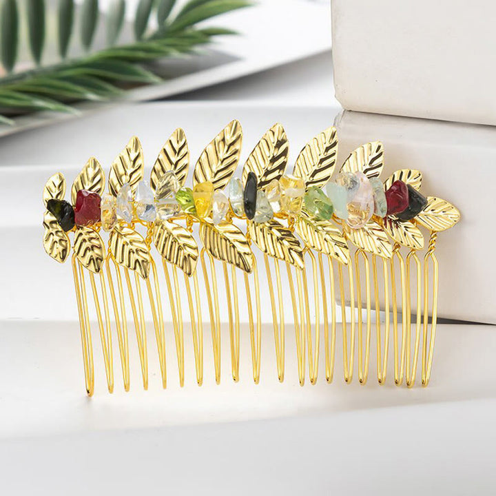 Olivenorma Pettini per capelli con pietre preziose di cristallo naturale 