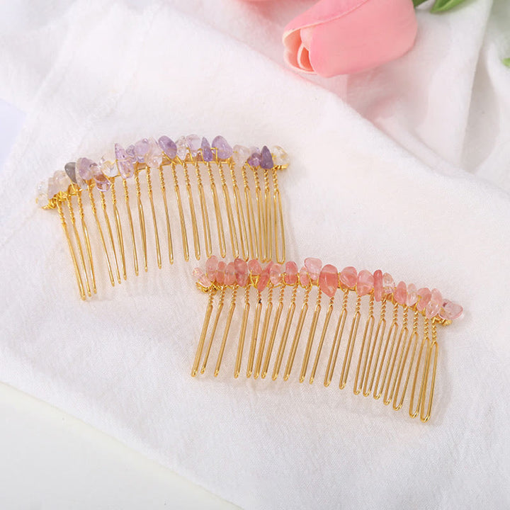 Olivenorma pettine laterale per capelli con pietre preziose colorate 
