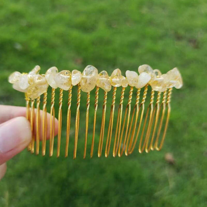 Olivenorma pettine laterale per capelli con pietre preziose colorate 