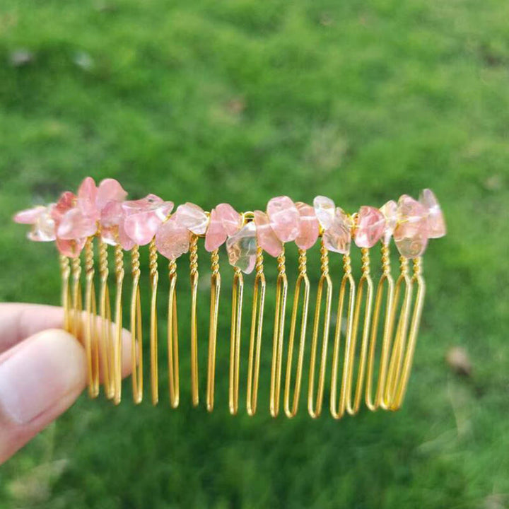 Olivenorma pettine laterale per capelli con pietre preziose colorate 