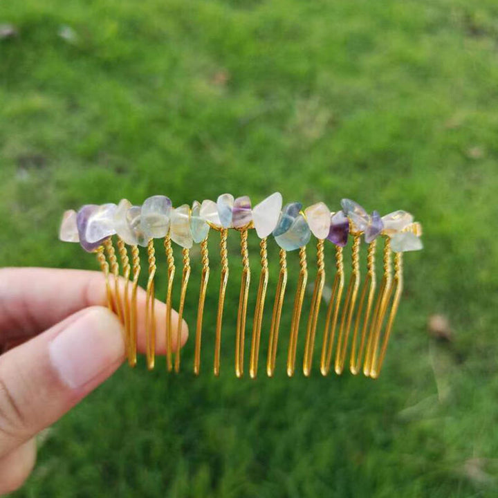 Olivenorma pettine laterale per capelli con pietre preziose colorate 