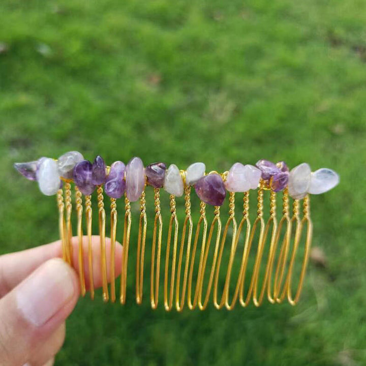 Olivenorma pettine laterale per capelli con pietre preziose colorate 