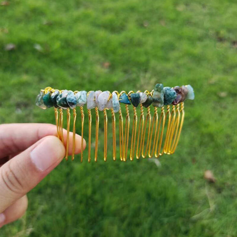 Olivenorma pettine laterale per capelli con pietre preziose colorate 
