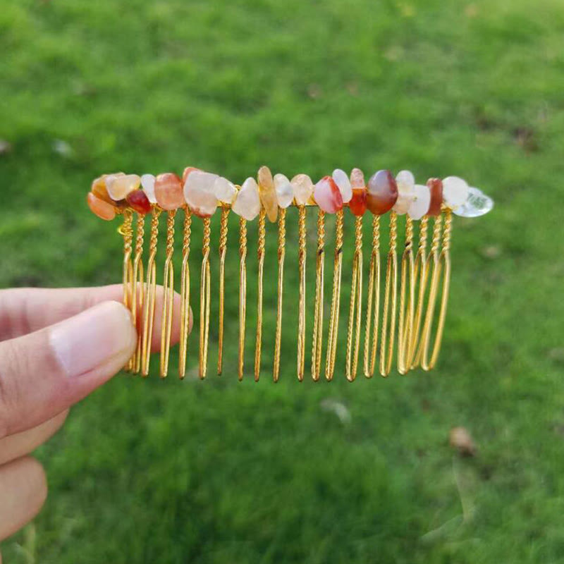 Olivenorma pettine laterale per capelli con pietre preziose colorate 