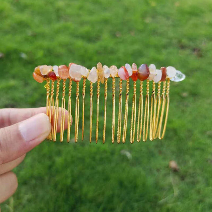 Olivenorma pettine laterale per capelli con pietre preziose colorate 