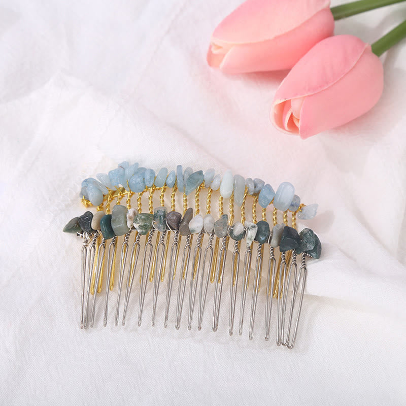 Olivenorma pettine laterale per capelli con pietre preziose colorate 