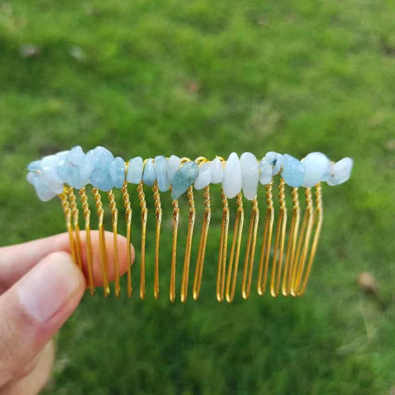 Olivenorma pettine laterale per capelli con pietre preziose colorate 