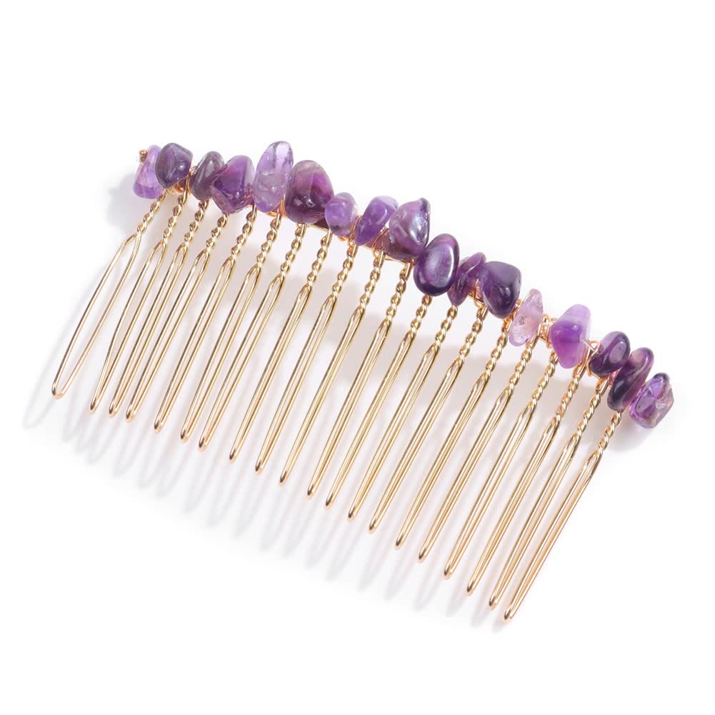Olivenorma pettine laterale per capelli con pietre preziose colorate 