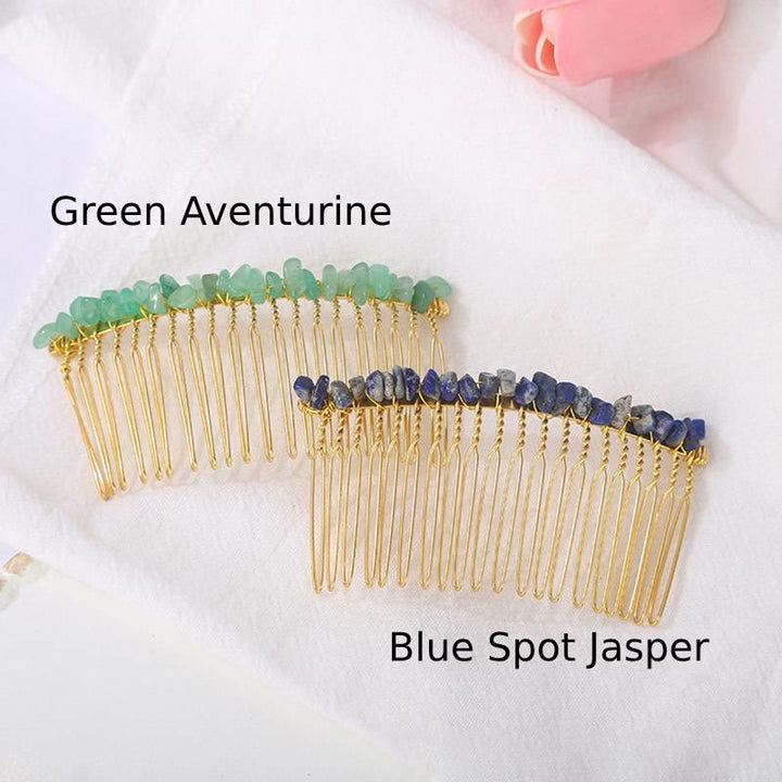 Olivenorma pettine laterale per capelli con pietre preziose colorate 