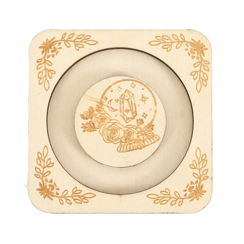 Espositore per braccialetti con luna incisa in legno Olivenorma