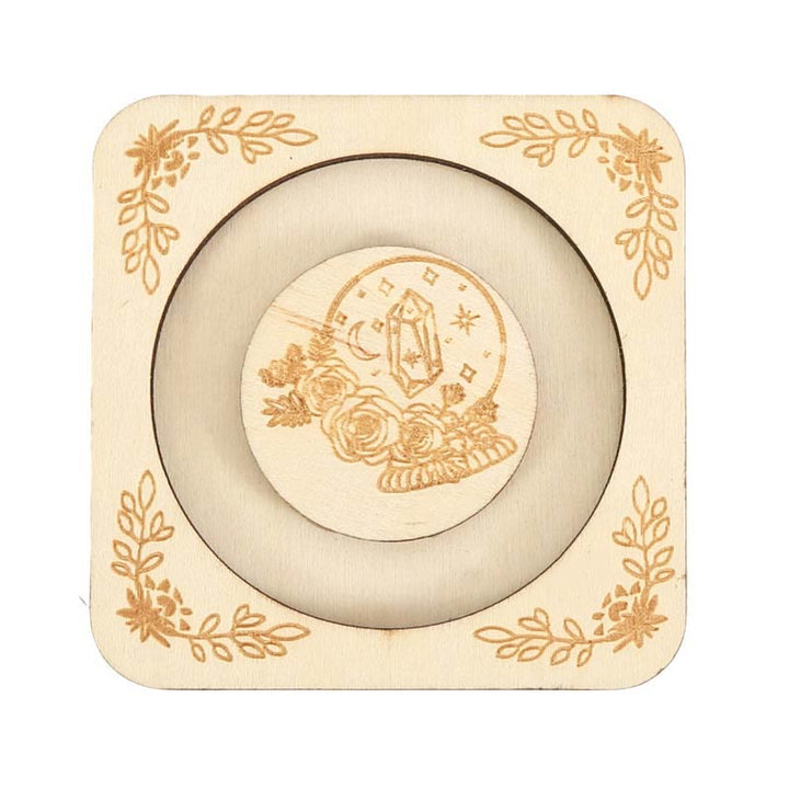 Espositore per braccialetti con luna incisa in legno Olivenorma