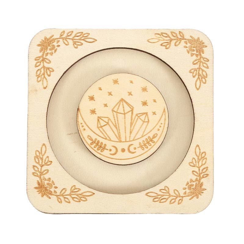 Espositore per braccialetti con luna incisa in legno Olivenorma