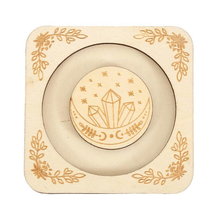 Espositore per braccialetti con luna incisa in legno Olivenorma